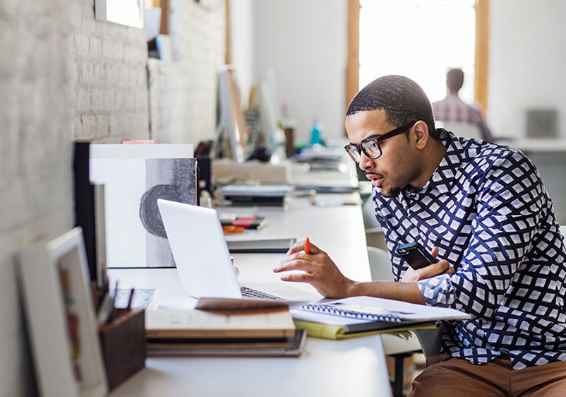 A man working on laptop